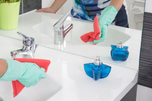 Detailed tenancy cleaning in a Greenwich bathroom and hallway